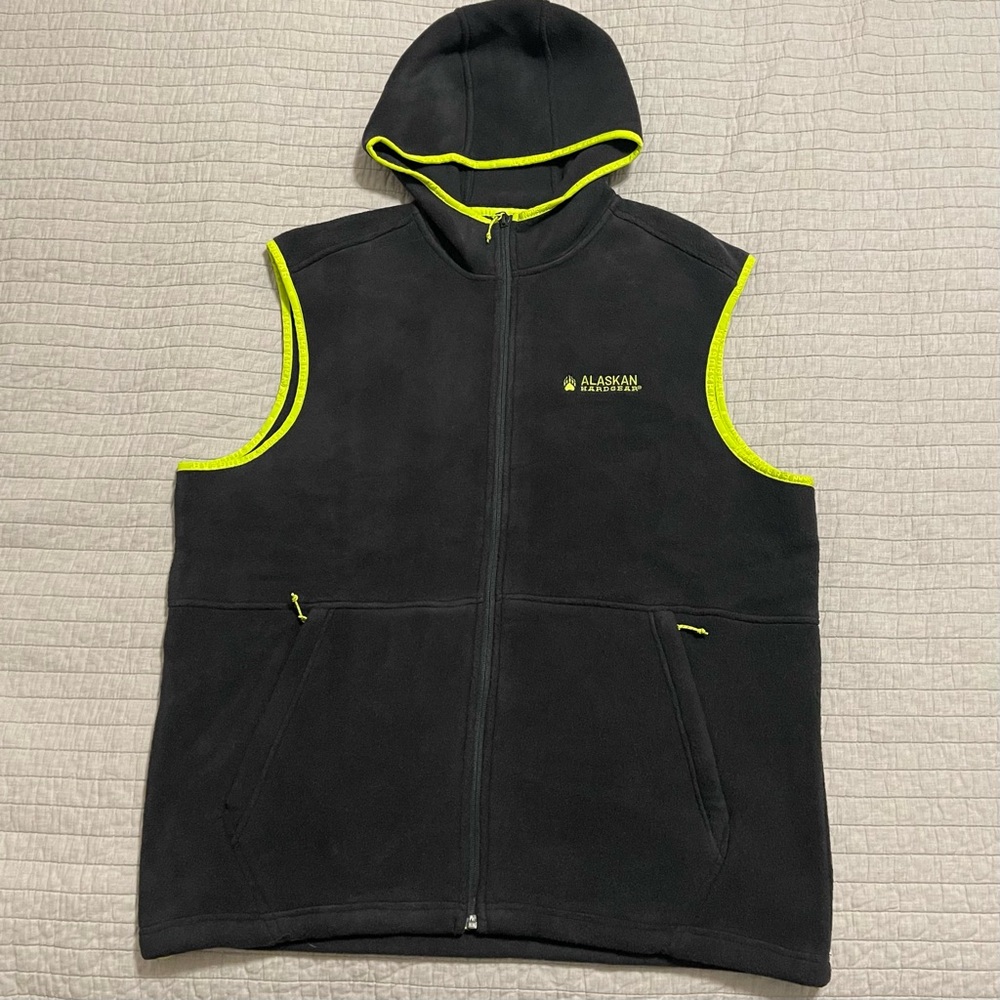 Alaskan HardGear by Duluth Trading Men's Fleece Hooded Black Full Zip Vest Large - Picture 1 of 9